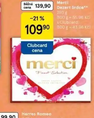 Tesco Merci dezert srdce nabídka