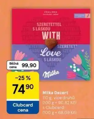 Tesco Milka dezert nabídka