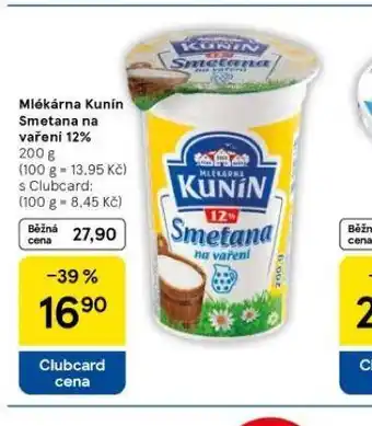 Tesco Kunín smetana na vaření 12% nabídka