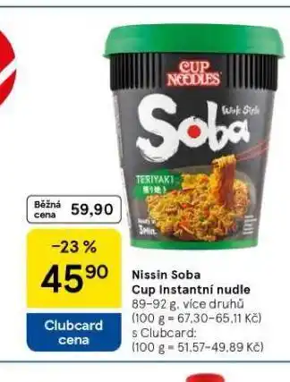 Tesco Nissin soba cup instantní nudle nabídka