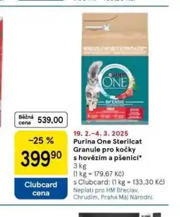 Tesco Purina one sterilcat granule pro kočky nabídka