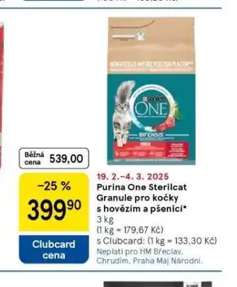 Tesco Purina one sterilcat granule pro kočky nabídka