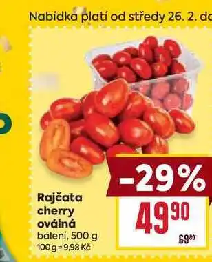 Billa Rajčata cherry oválná balení, 500 g nabídka