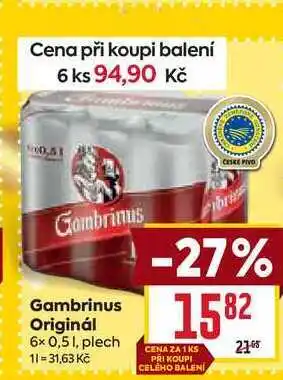 Billa Gambrinus Originál 6x0,51, plech nabídka