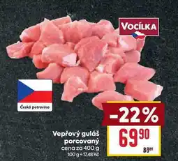 Billa Vepřový guláš porcovaný cena za 400 g nabídka