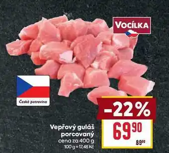 Billa Vepřový guláš porcovaný cena za 400 g nabídka