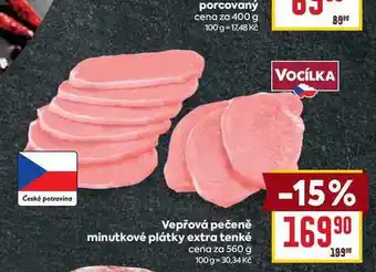 Billa Vepřová pečeně minutkové plátky extra tenké cena za 560 g nabídka