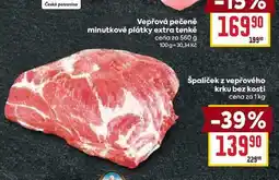 Billa Špalíček z vepřového krku bez kosti cena za 1kg nabídka