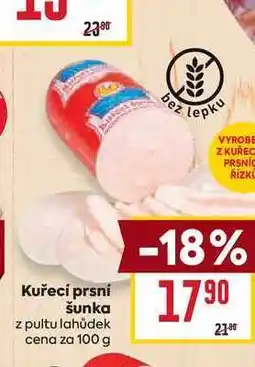 Billa Kuřecí prsní šunka z pultu lahůdek cena za 100 g nabídka