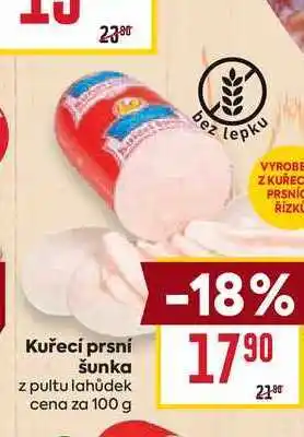 Billa Kuřecí prsní šunka z pultu lahůdek cena za 100 g nabídka