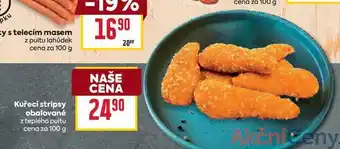 Billa Kuřecí stripsy obalované z teplého pultu cena za 100 g nabídka