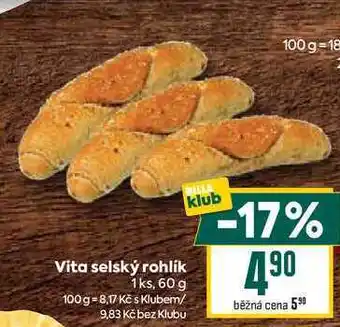 Billa Vita selský rohlík 1ks, 60 g nabídka