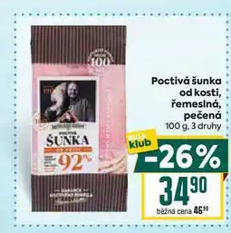 Billa Poctivá šunka od kosti, řemeslná, pečená 100 g nabídka