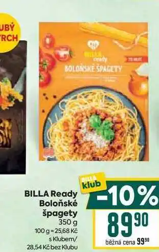 Billa BILLA Ready Boloňské špagety 350 g nabídka