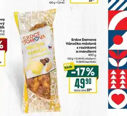 Billa Srdce Domova Vánočka máslová s rozinkami a mandlemi 400 g nabídka