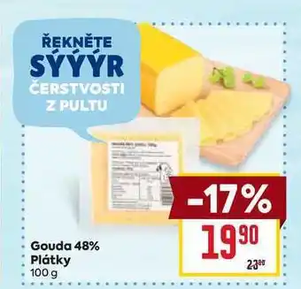 Billa Gouda 48% Plátky 100 g nabídka