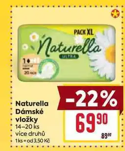 Billa Naturella Dámské vložky 14-20 ks nabídka