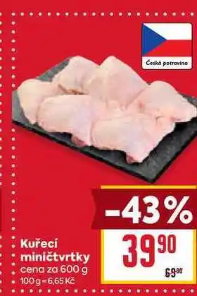 Billa Kuřecí miničtvrtky cena za 600 g nabídka