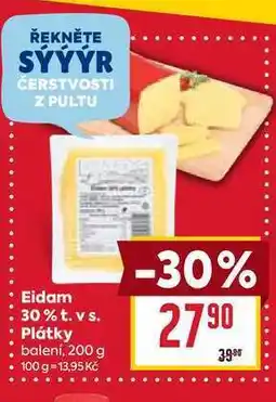 Billa Eidam 30%t.vs. Plátky balení, 200 g nabídka