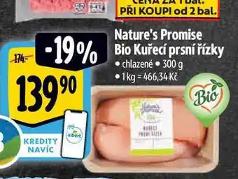 Albert Nature's Promise Bio kuřecí prsní řízky 300 g nabídka