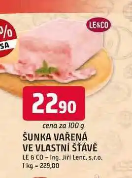 Trefa LE & CO ŠUNKA VAŘENÁ VE VLASTNÍ ŠŤÁVĚ 100g nabídka