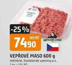 Trefa KOSTELECKÉ UZENINY VEPŘOVÉ MASO Mělněné 600 g nabídka