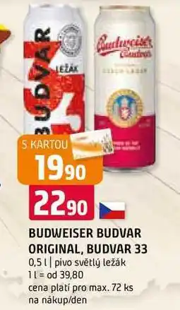 Terno Budweiser Budvar Světlý ležák 0,5l nabídka