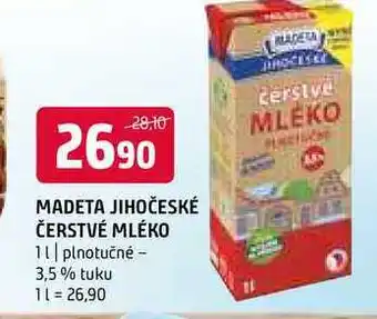 Terno Madeta Jihočeské čerstvé mléko 1l nabídka