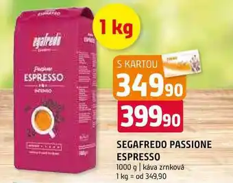 Terno Segafredo passione espresso 1000 g káva zrnková nabídka