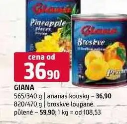 Terno Giana 565/340 g ananas kousky 820/470 g broskve loupané nabídka