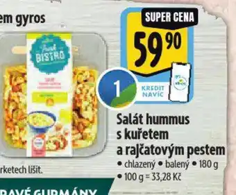 Albert Salát hummus s kuřetem a rajčatovým pestem nabídka