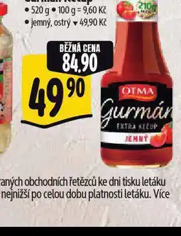 Albert Otma gurmán kečup nabídka