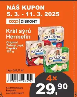 COOP DISKONT Král sýrů Hermelín nabídka