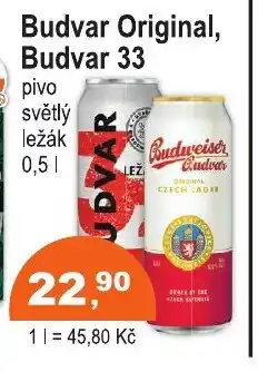 COOP DISKONT Budvar Original, Budvar 33 nabídka