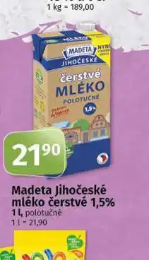 Coop Madeta jihočeské mléko čerstvé 1,5% nabídka