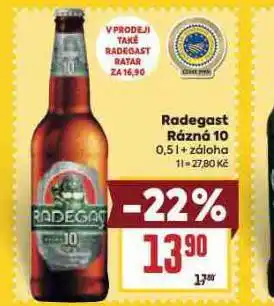 Billa Pivo radegast rázná 10 nabídka