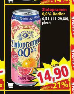 Norma Zlatopramen 0,0% radler nabídka