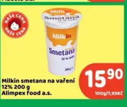 Brněnka Milkin smetana na vaření 12% 200 g Alimpex food a.s. nabídka