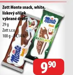 Partner Maloobchodní síť Zott Monte snack, white, lískový oříšek vybrané druhy nabídka