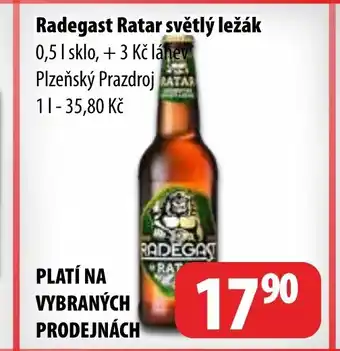 Partner Maloobchodní síť Radegast Ratar světlý ležák nabídka