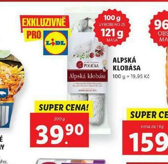 Lidl Alpská klobása nabídka