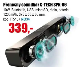 EVA Přenosný soundbar C-TECH SPK-06 nabídka