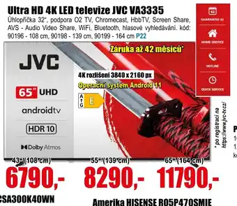 EVA Ultra HD 4K LED televize JVC VA3335 nabídka