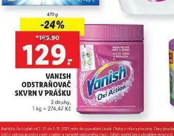 Lidl Vanish odstraňovač skvrn v prášku nabídka
