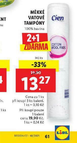 Lidl Měkké vatové tampony nabídka