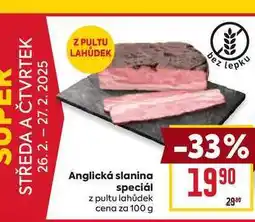 Billa Anglická slanina speciál z pultu lahůdek cena za 100 g nabídka