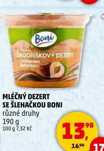 Penny Market MLÉČNÝ DEZERT SE ŠLEHAČKOU BONI různé druhy, 190 g nabídka