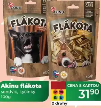 Tamda Foods Akinu flákota sendvič, tyčinky nabídka