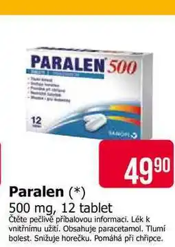 Teta Paralen 500 mg, 12 tablet nabídka