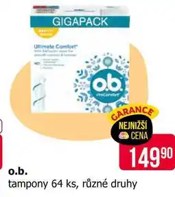 Teta O.B. ProComfort Tampony, vybrané druhy 64ks nabídka